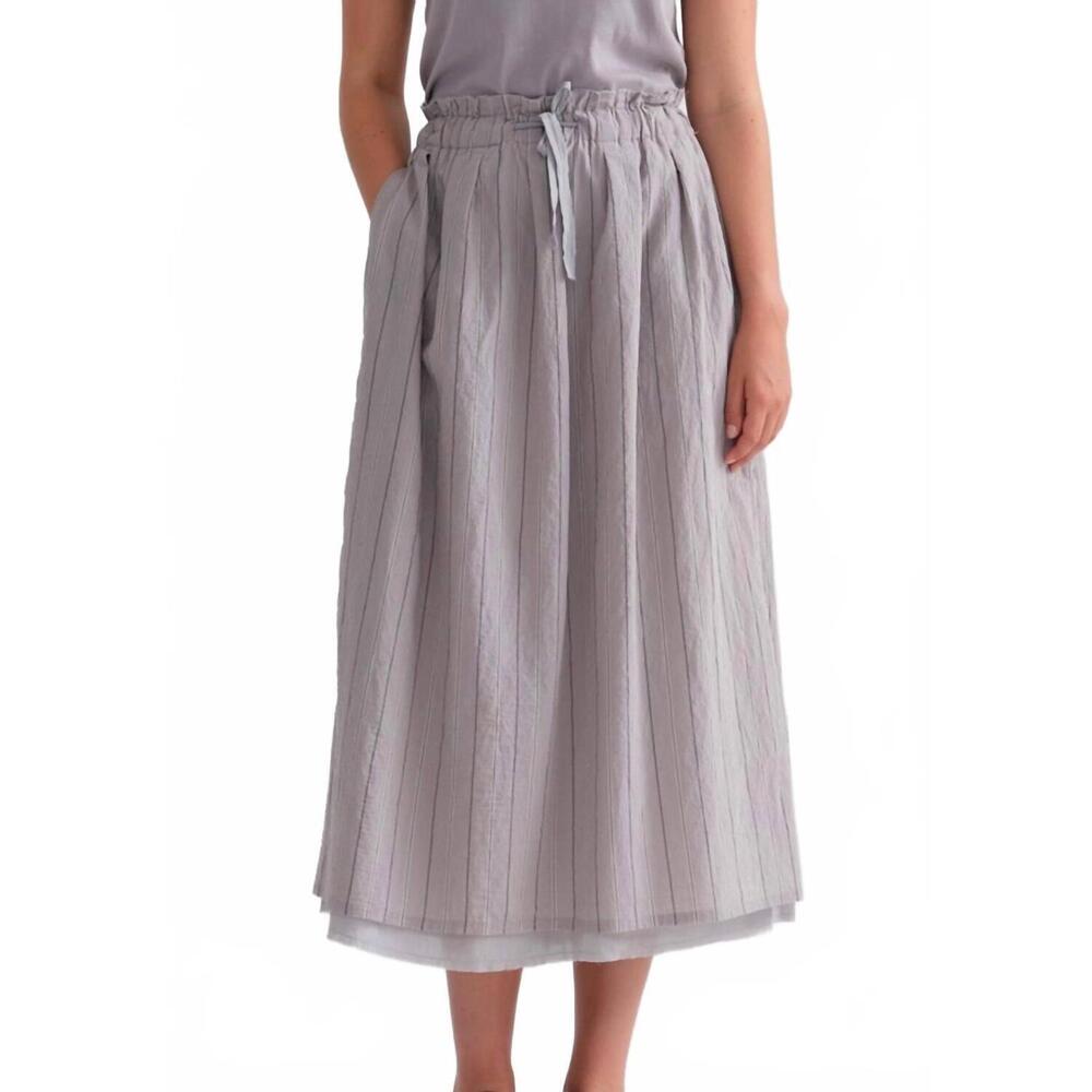 NEW KRISTENSEN DU NORD cotton vertical striping skirt in grey